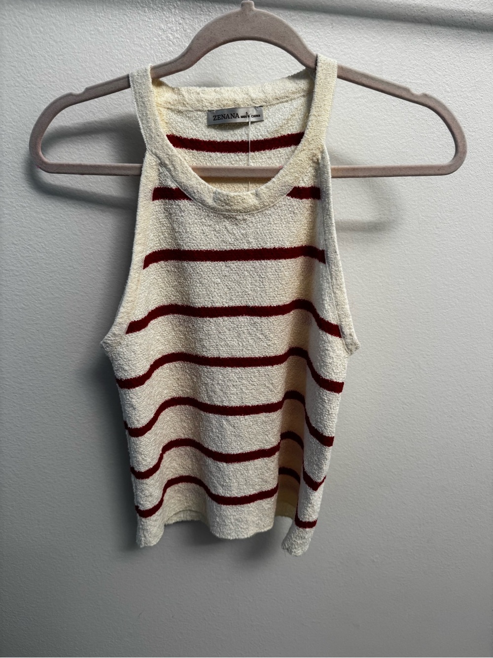 NWT Zenana Outfitters Cream Tank with Red Stripes